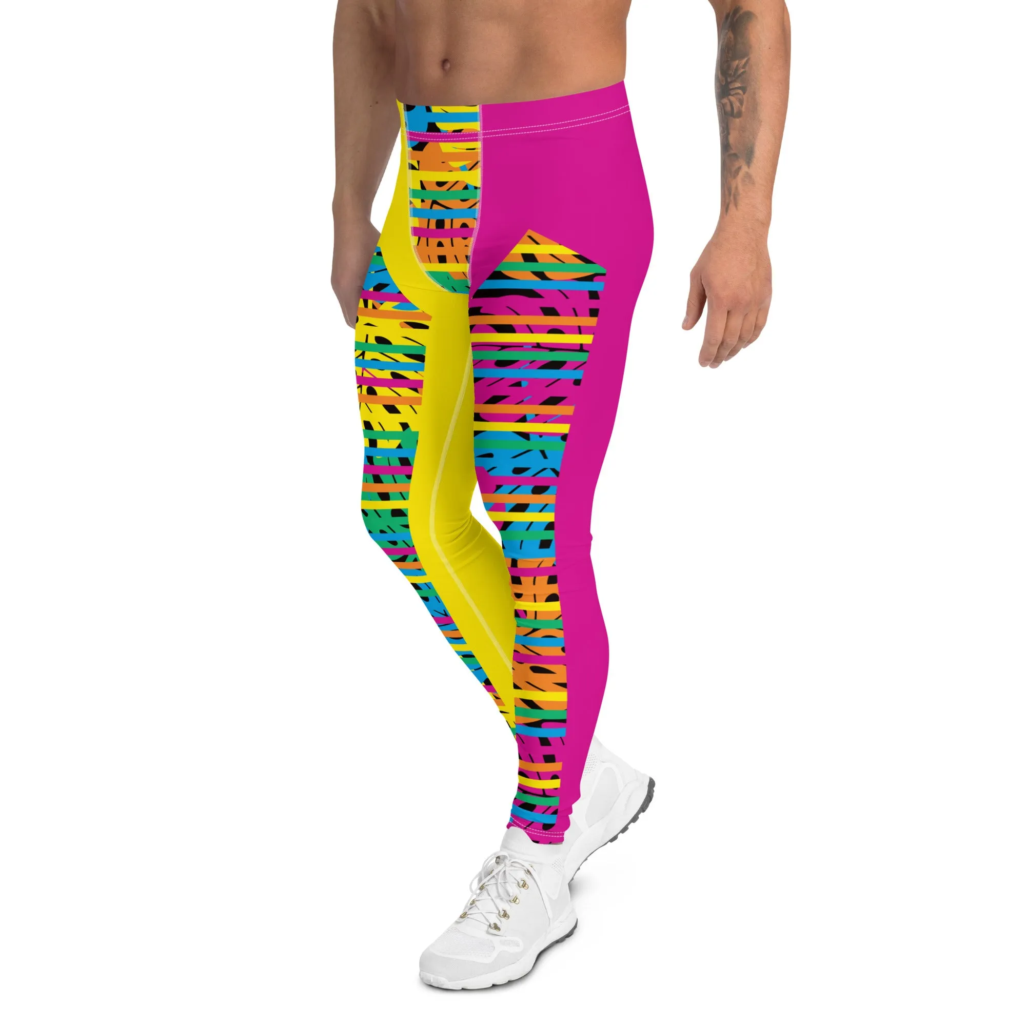 Mens Leggings, Monstera Print