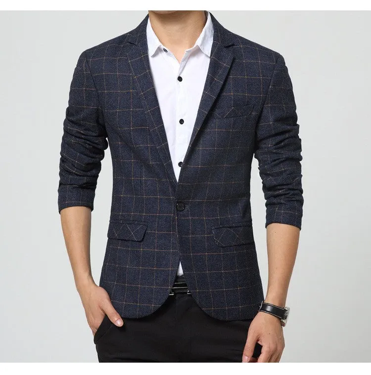 Men's Plaid Blazer Up To 6XL