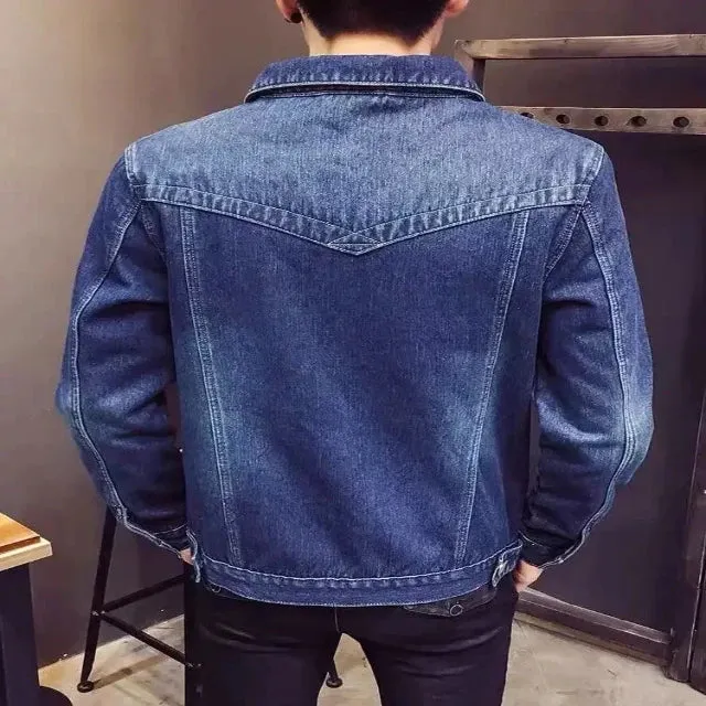 Men's quilted denim wool jacket
