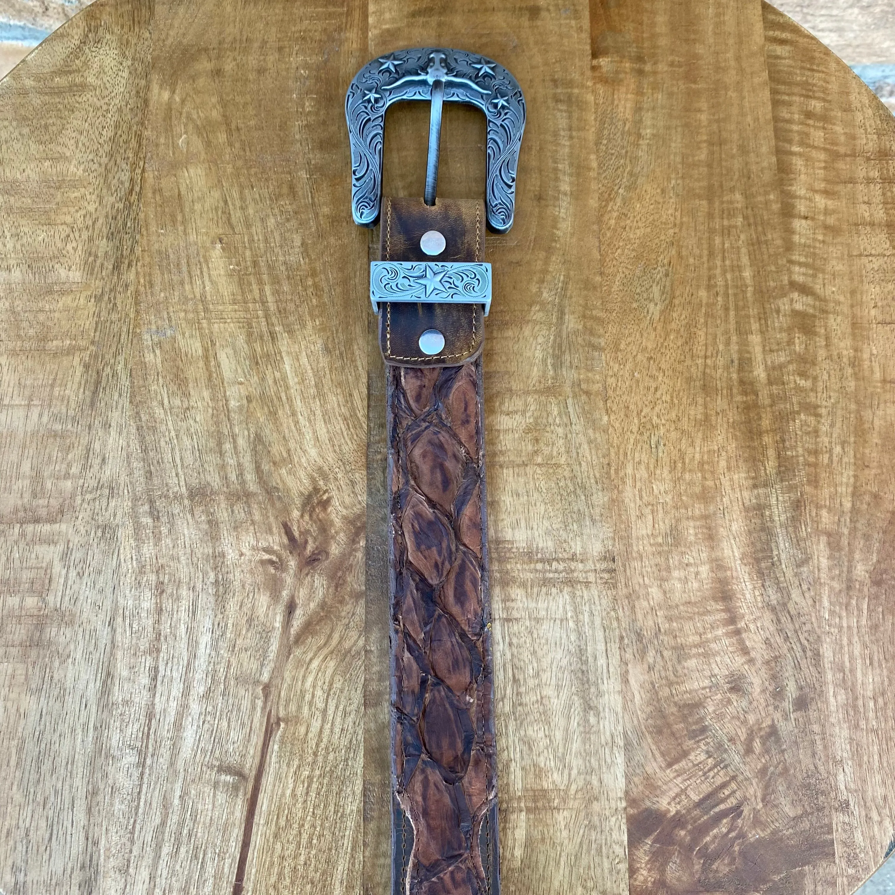 Men’s Rock’Em Brown Fish Skin Belt