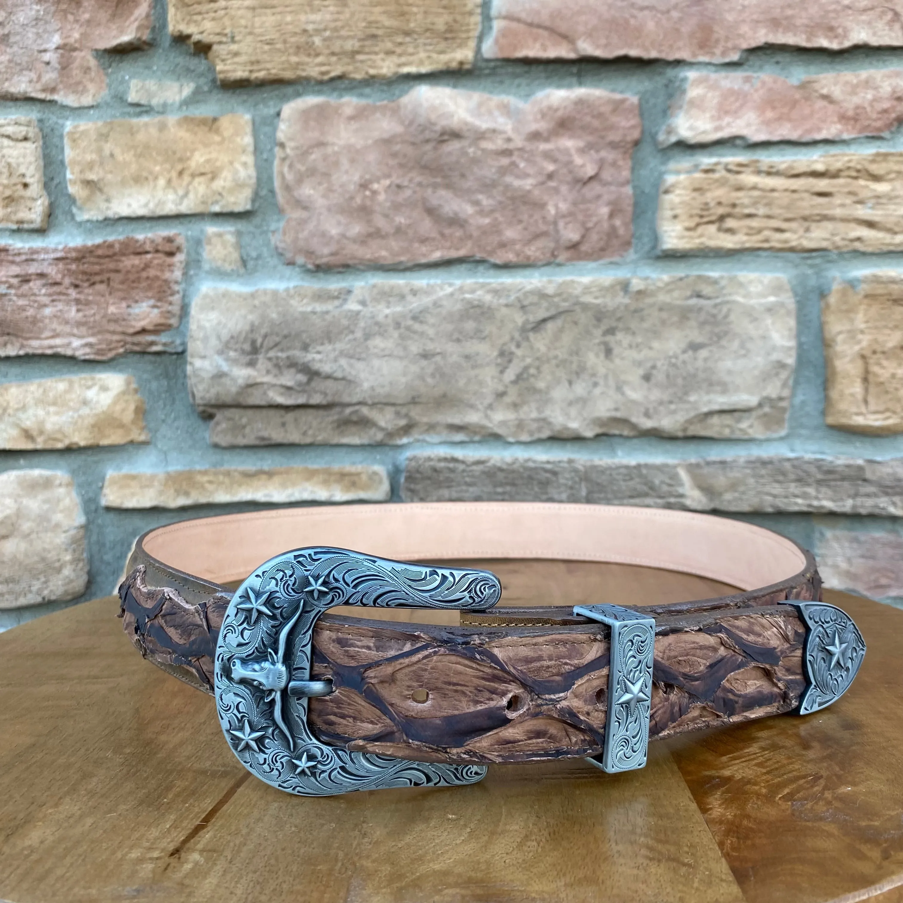 Men’s Rock’Em Brown Fish Skin Belt