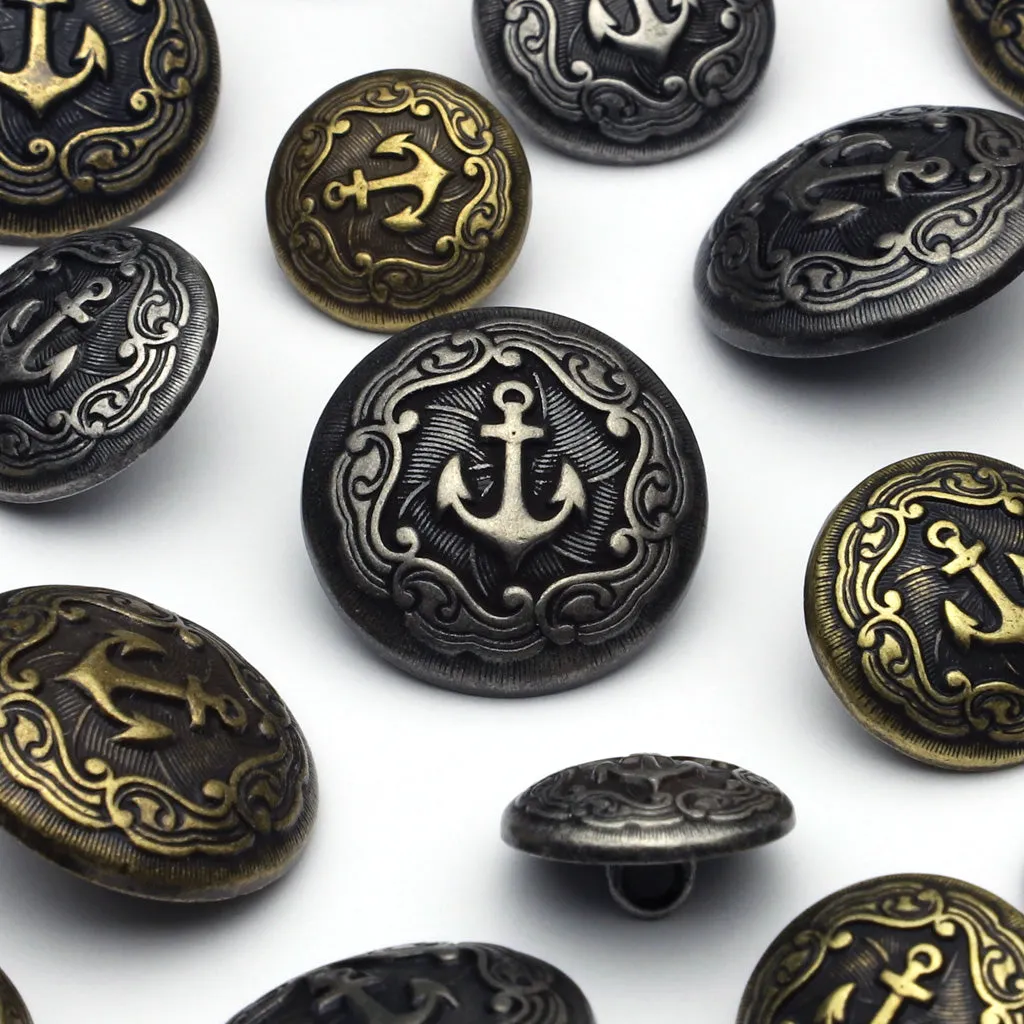Metal Button Antique Silver