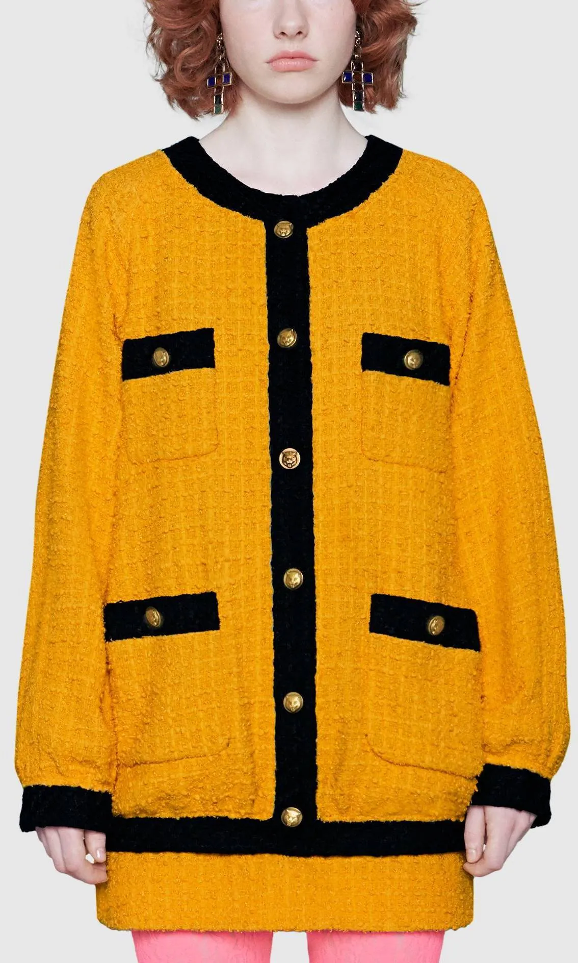 Oversized Tweed Bomber Jacket