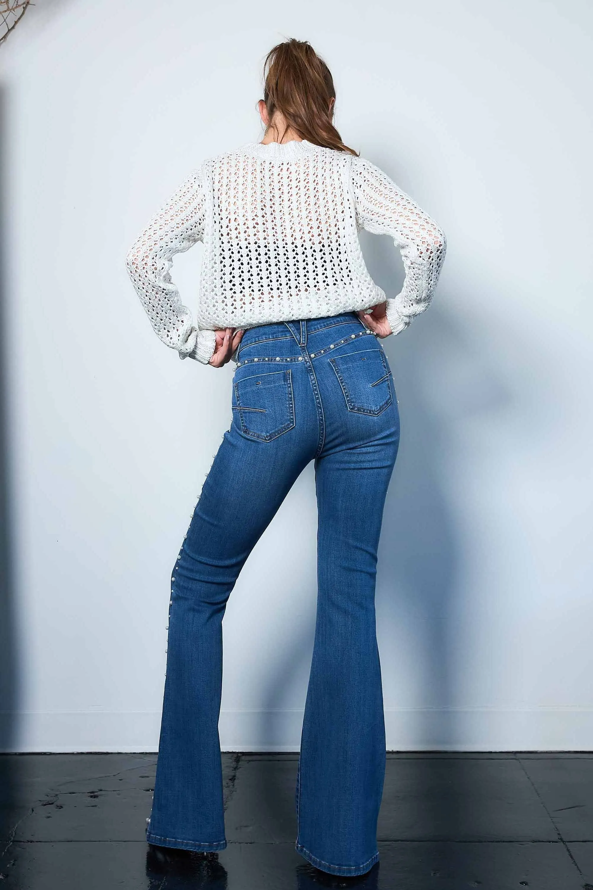 Pearl Detailed Flare Jeans