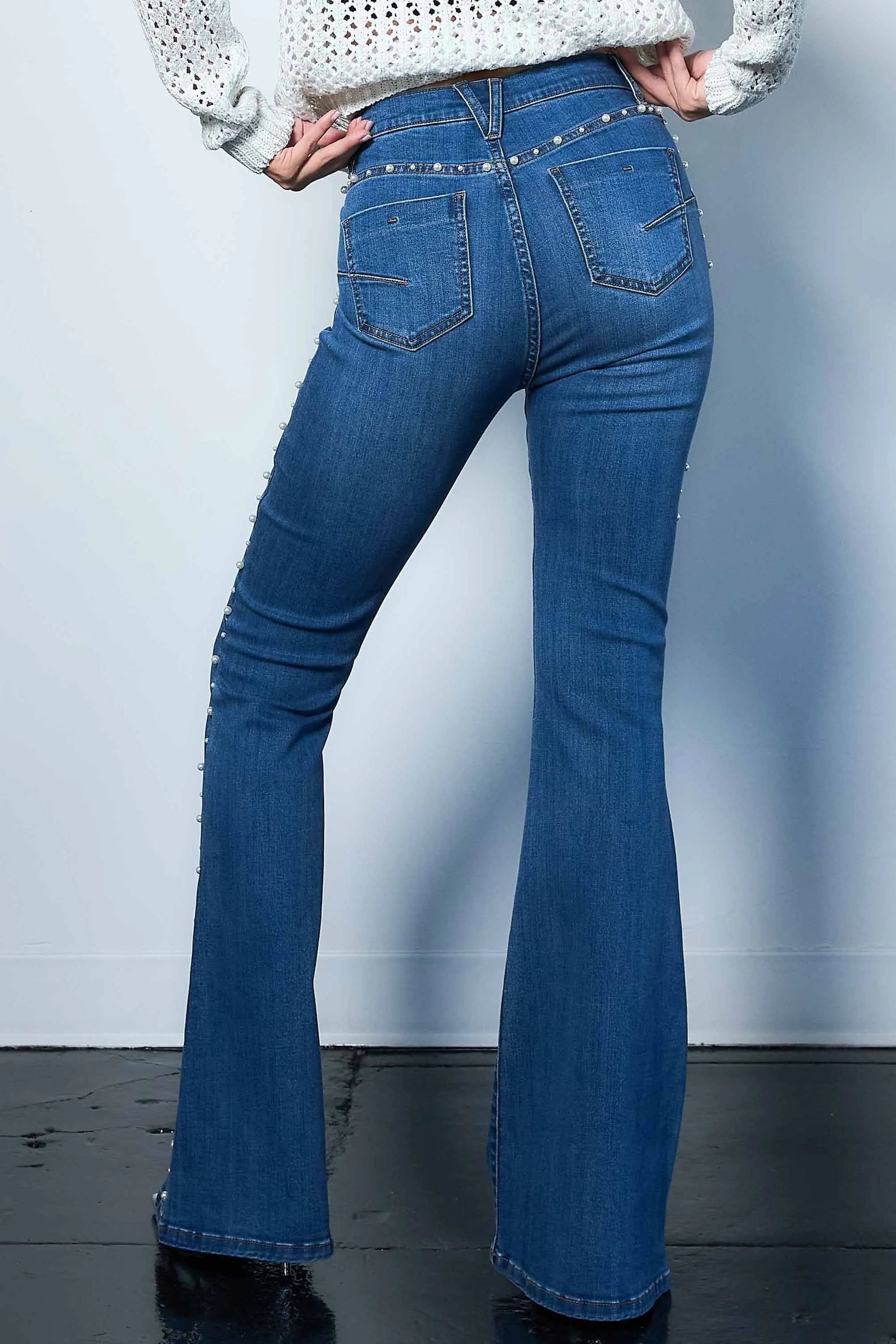 Pearl Detailed Flare Jeans