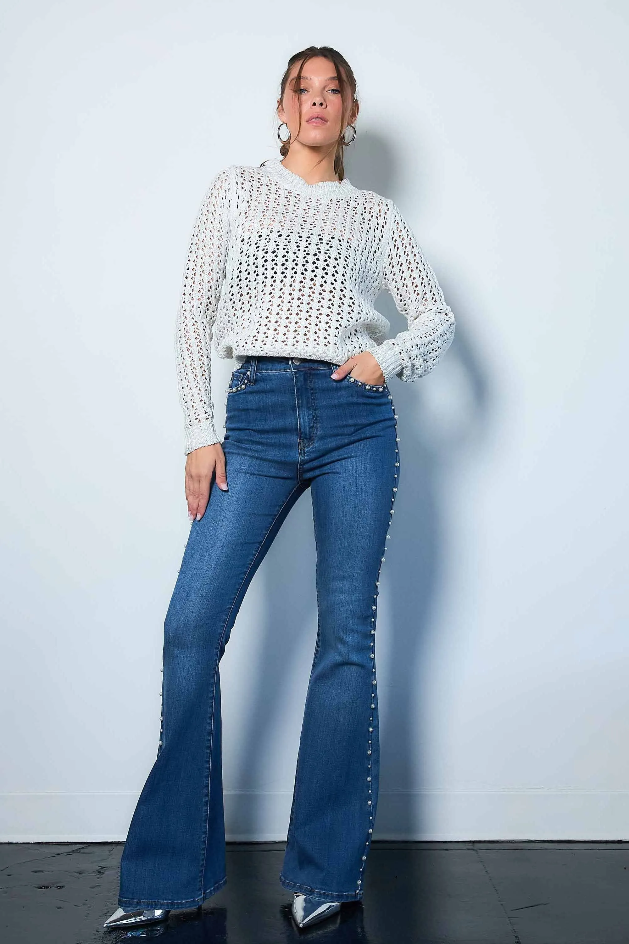 Pearl Detailed Flare Jeans