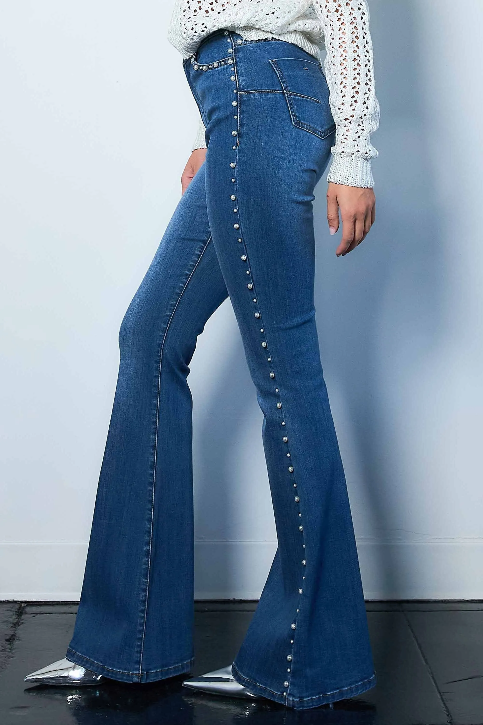 Pearl Detailed Flare Jeans