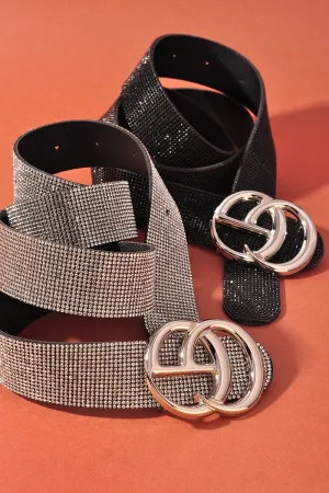 Rhinestone Belts// Black   Clear