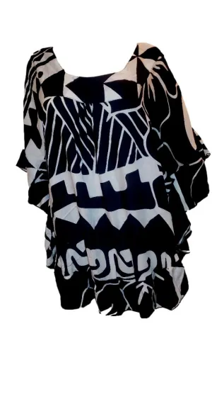 Ruffle Cover Up - Black & White