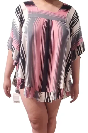 Ruffle Cover up - Serape - Pink