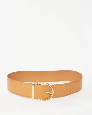 Salvatore Ferragamo Tan Leather GHW Large Belt - 85