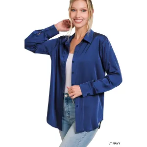 Satin Mom on the Run in Light Navy