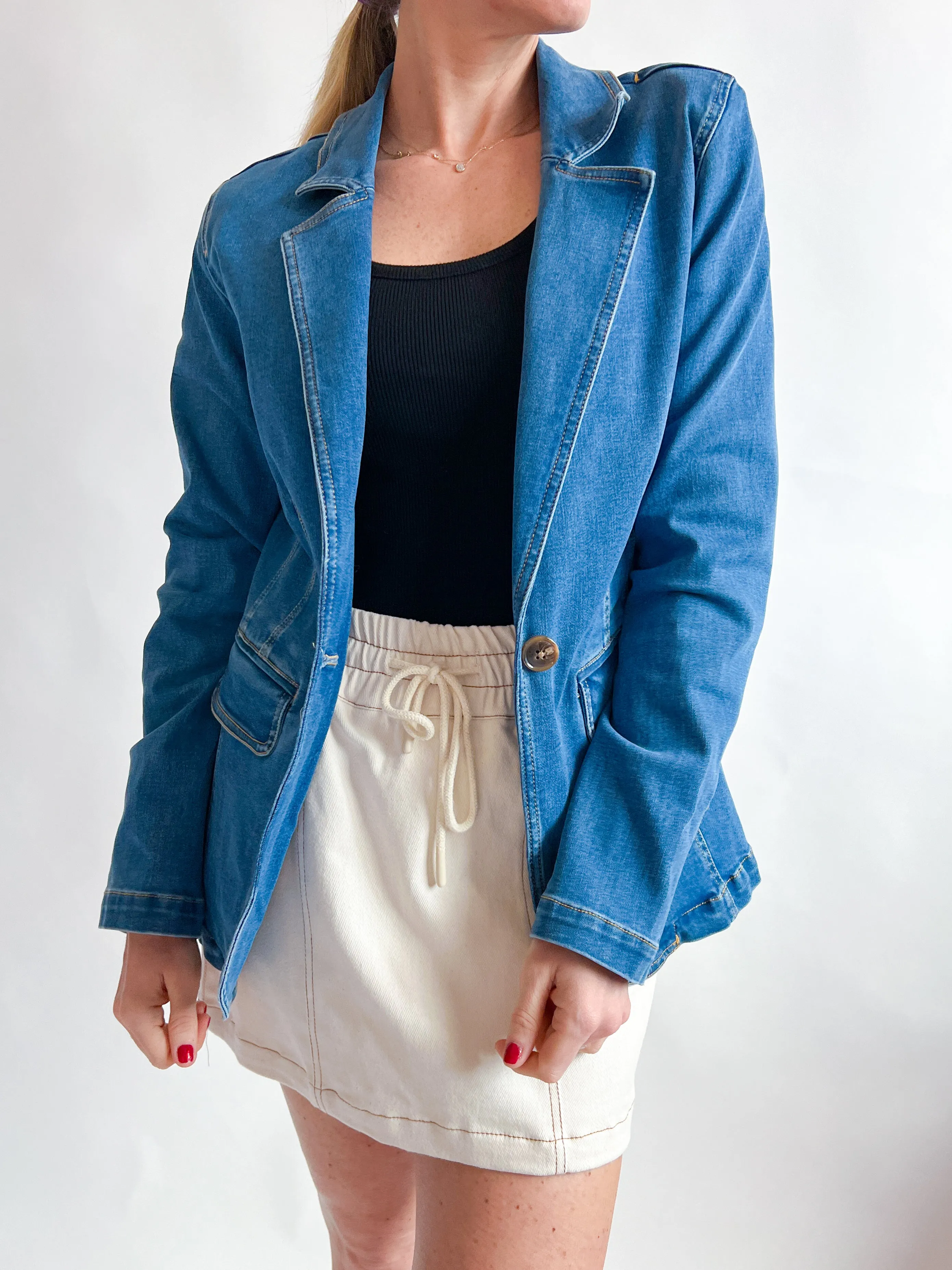 Sculpted Denim Blazer