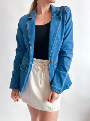 Sculpted Denim Blazer