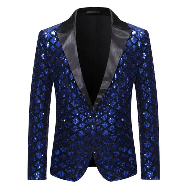 Sequin Glitter Embellished Shiny Men Blazer