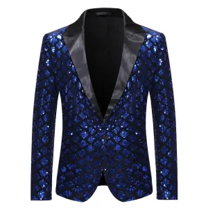 Sequin Glitter Embellished Shiny Men Blazer