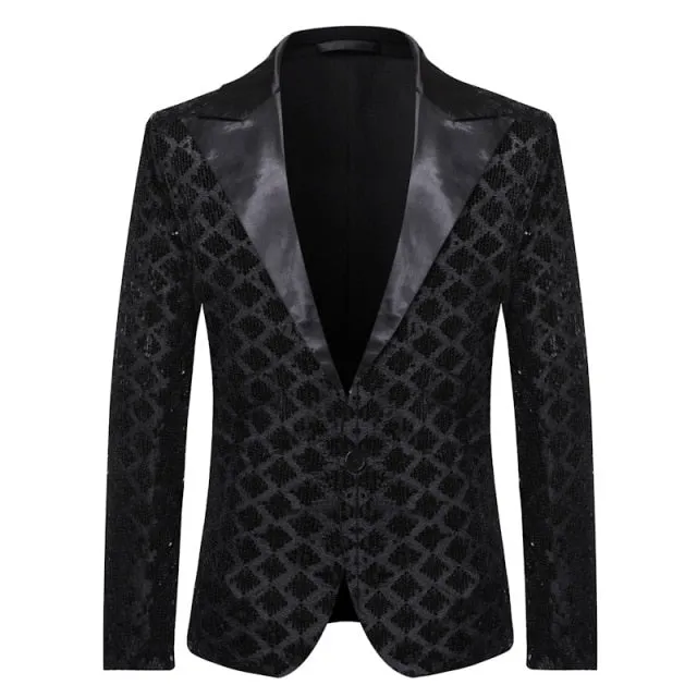 Sequin Glitter Embellished Shiny Men Blazer