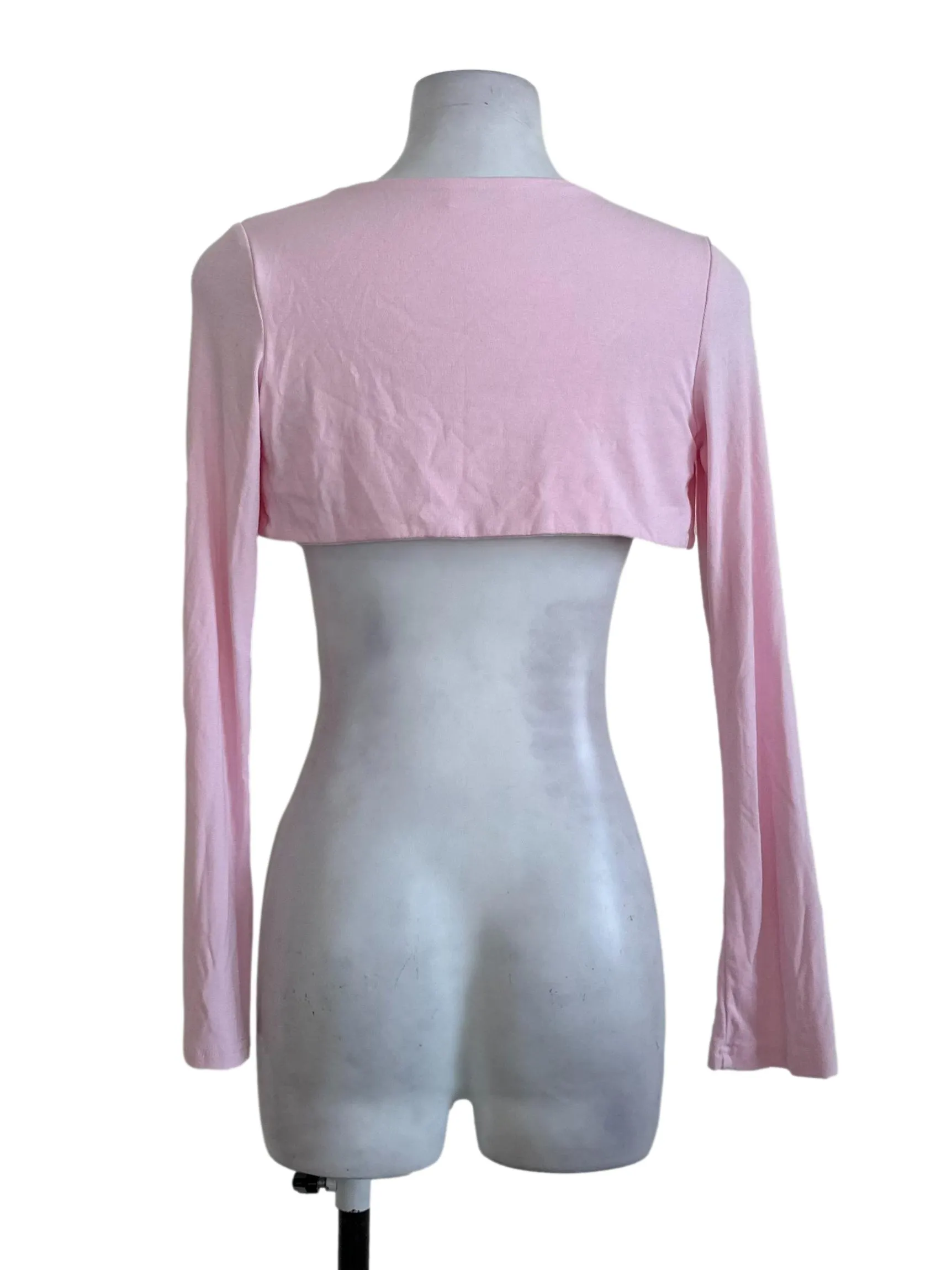 Soft Pink Plain Crop Cardigan