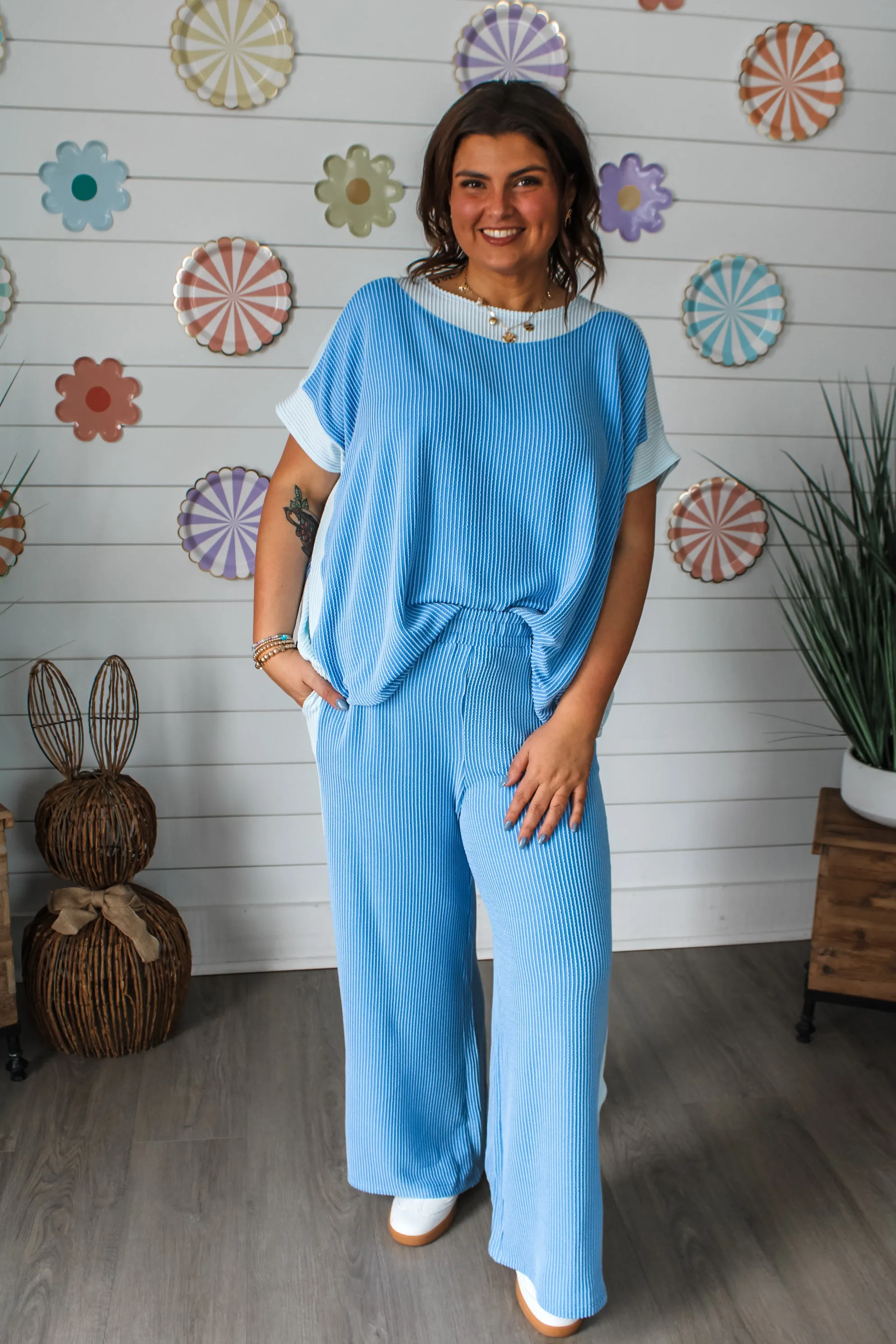 Spring Feeling Two-Tone Top • Blue