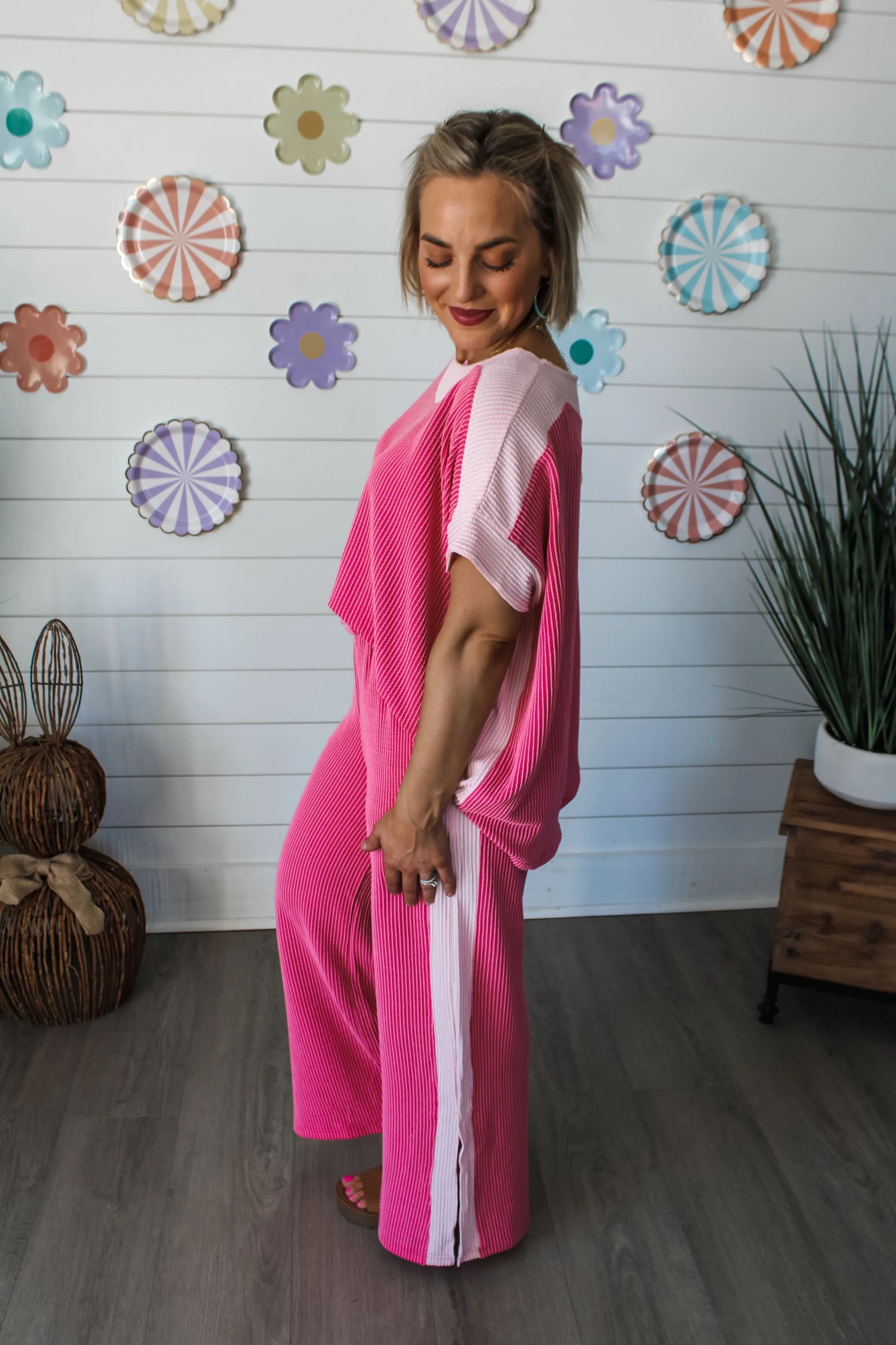 Spring Feeling Two-Tone Top • Pink