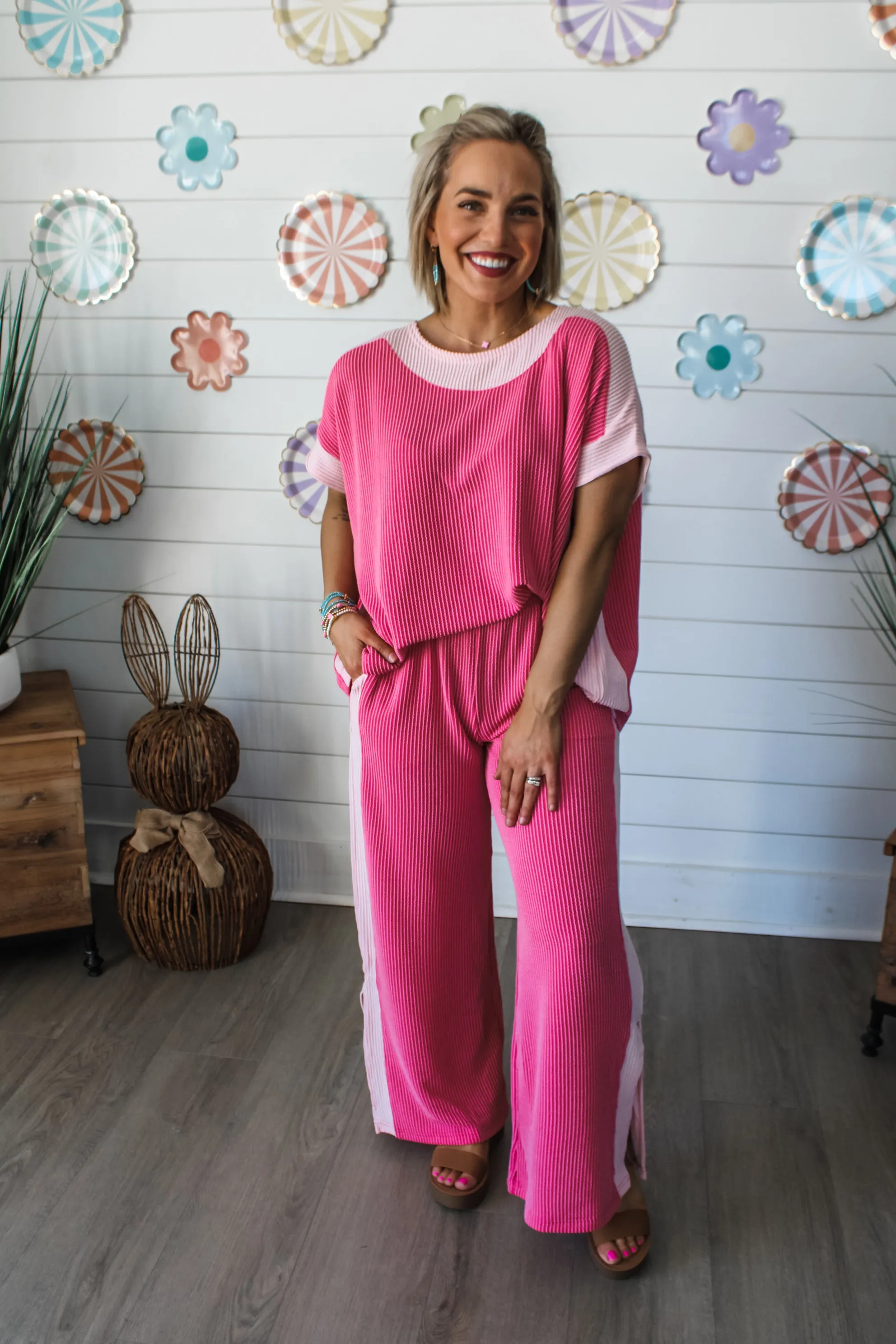Spring Feeling Two-Tone Top • Pink