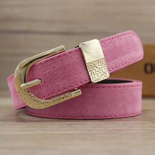 Stylish women's belts with metal buckle