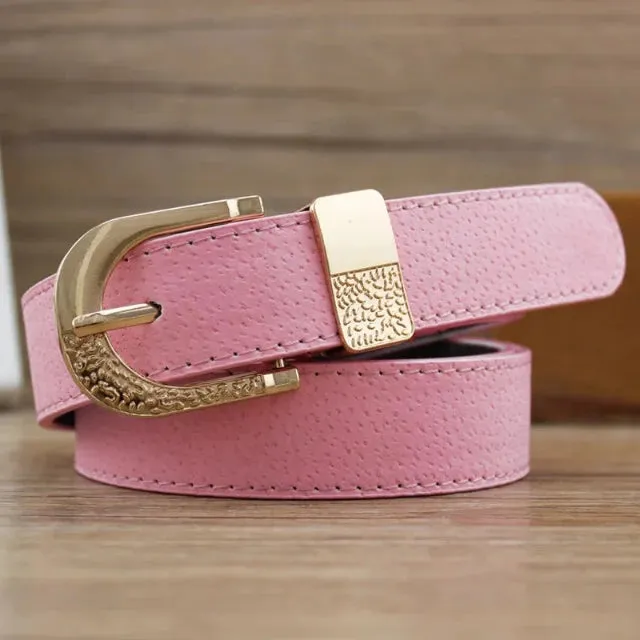 Stylish women's belts with metal buckle