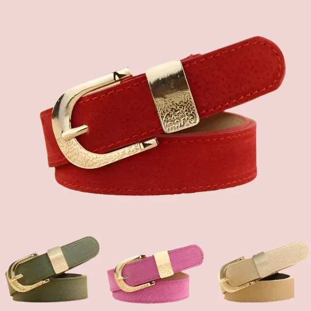 Stylish women's belts with metal buckle