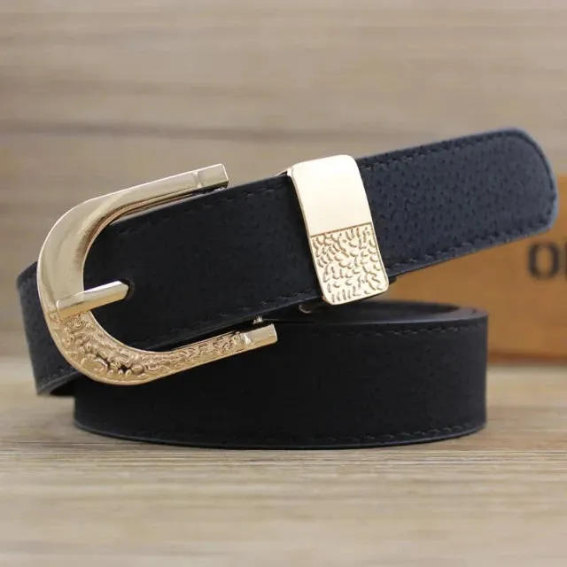 Stylish women's belts with metal buckle