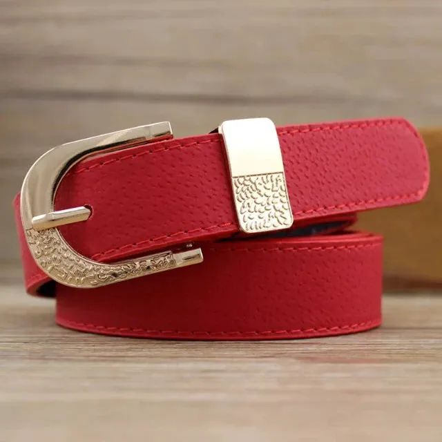 Stylish women's belts with metal buckle