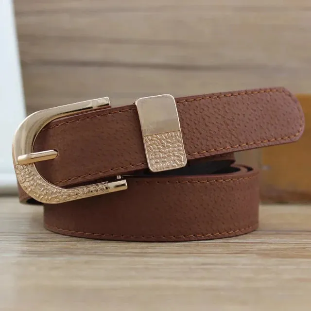 Stylish women's belts with metal buckle