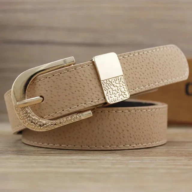 Stylish women's belts with metal buckle