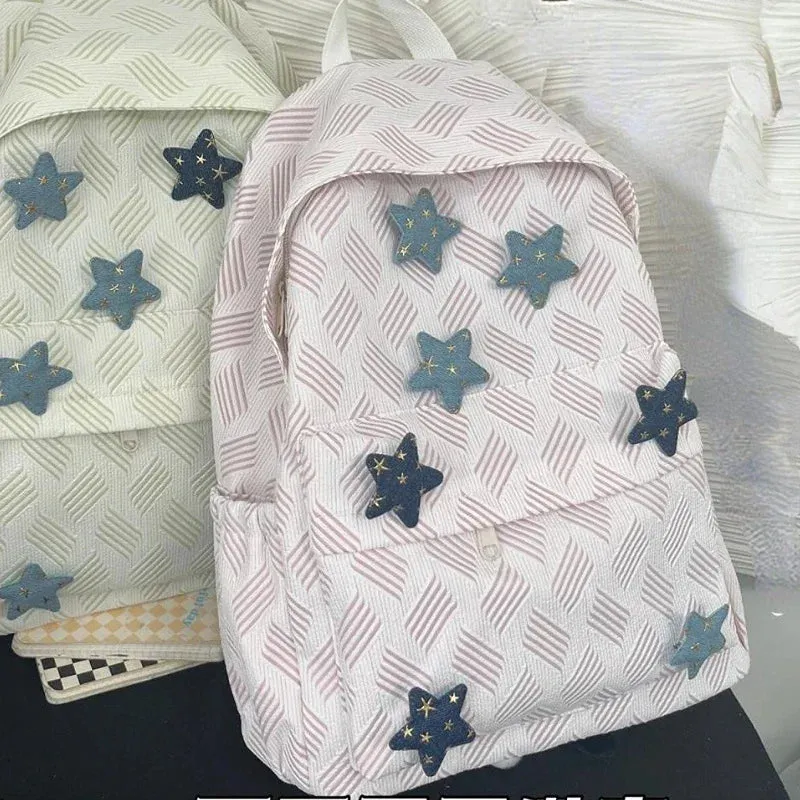 TAVIMART  -  Japanese Kawaii Sweet Satr Schoolbags All Match Y2k Aesthetic Women Bags Preppy Casual School Backpacks Students Harajuku Bag