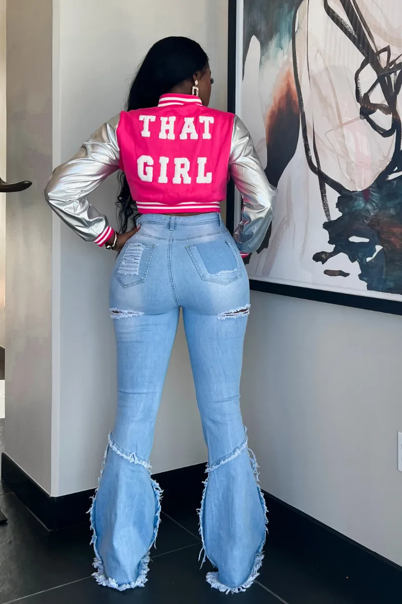 THAT GIRL VARSITY (PINK) | JACKET (S-XL)