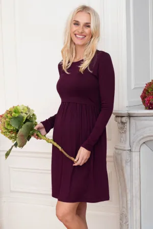 The Ainsley Maternity Nursing Dress in Aubergine