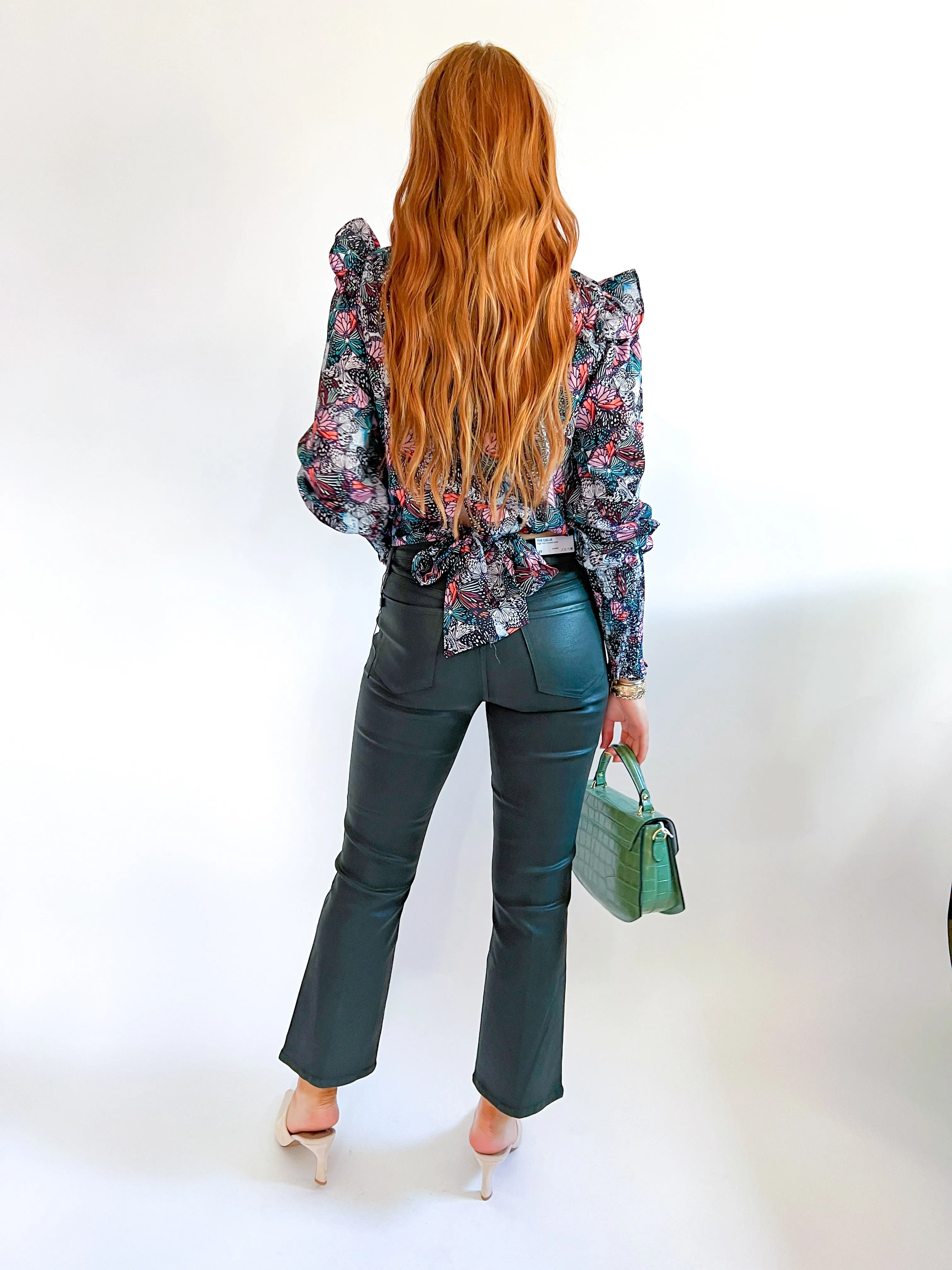 The Callie Autumn Forest Coated Cropped Bootcut