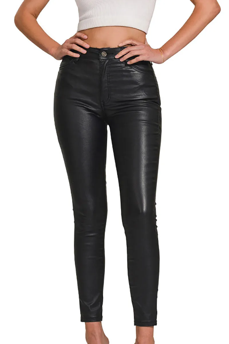 The Sandy Black Faux Leather Skinny Pants