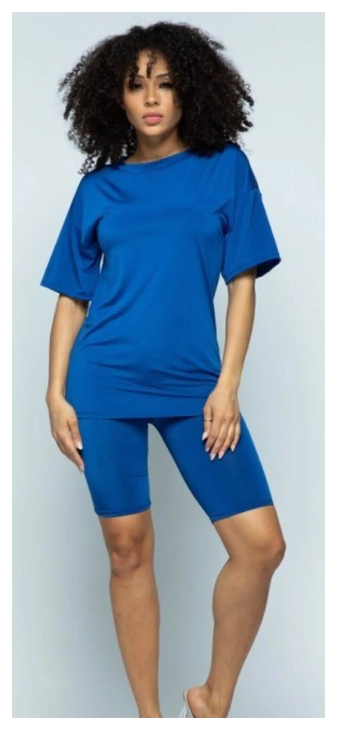 To the T Biker Short Set ( Lt Pink & Royal Blue)