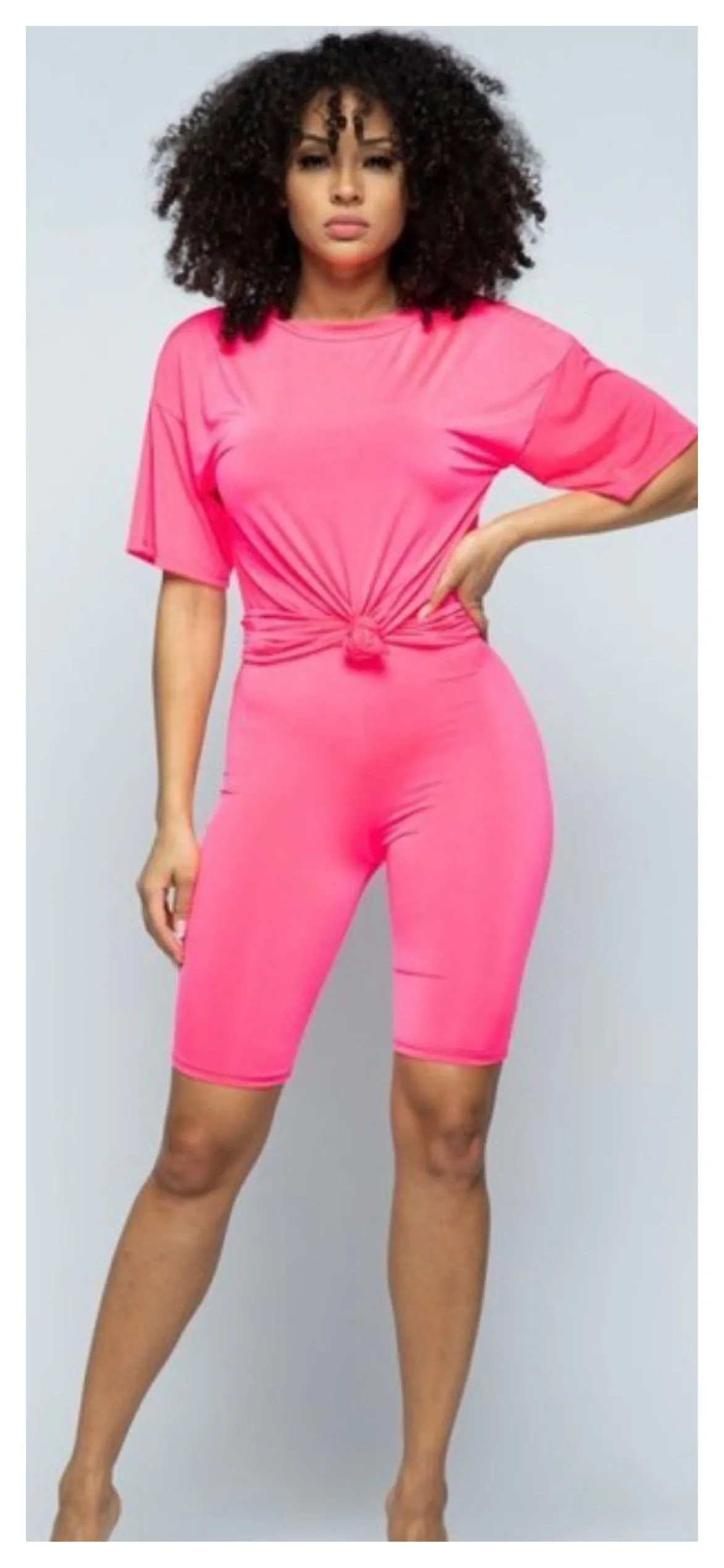 To the T Biker Short Set ( Lt Pink & Royal Blue)