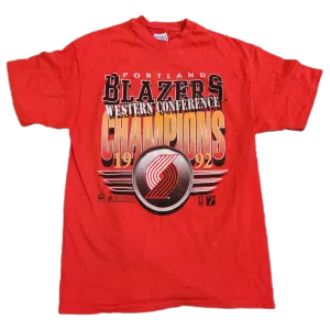 Trail Blazers 1992 Western Conference Champs Red Tee - Size Large