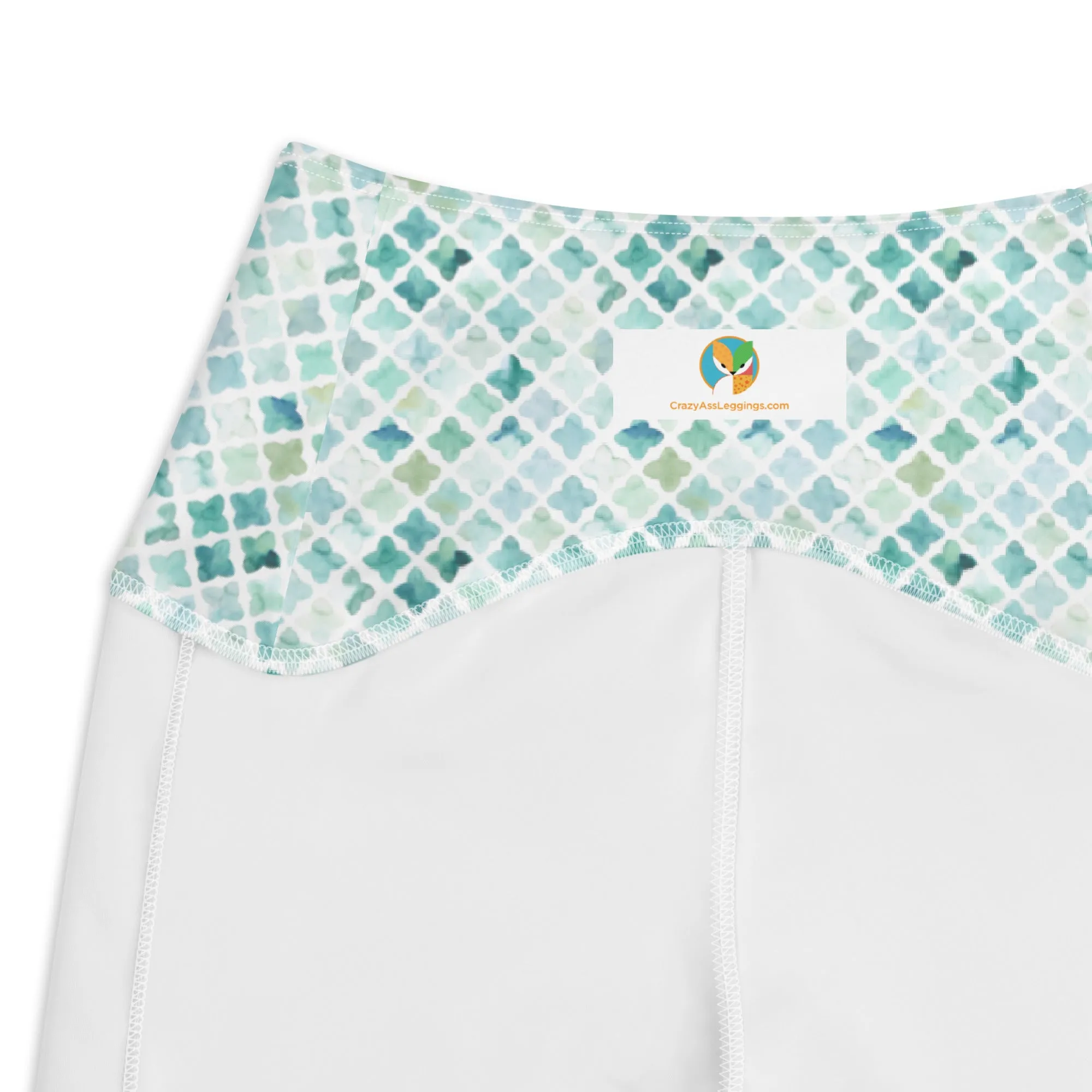 Turquoise Watercolor Vertical Stripes Leggings with pockets