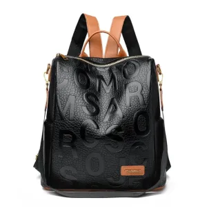Versatile Female Leather Bagpack