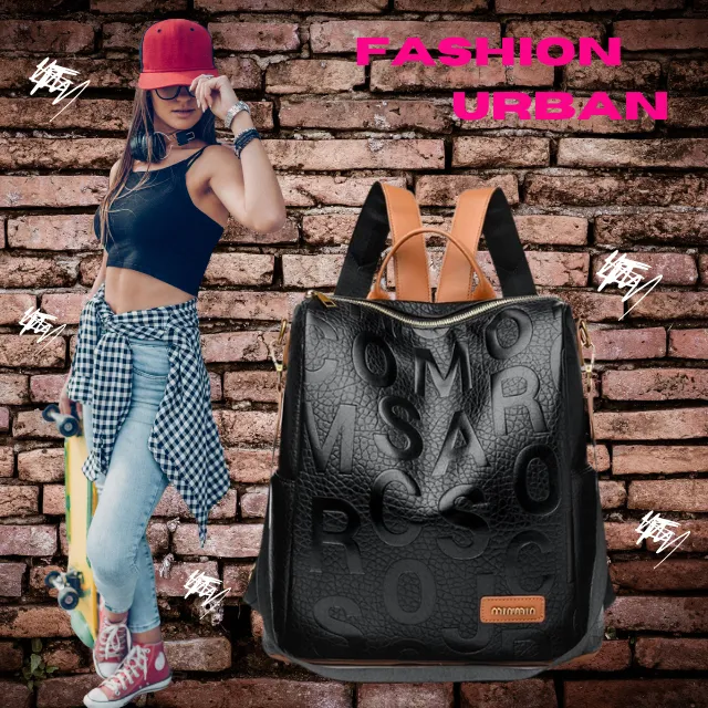 Versatile Female Leather Bagpack