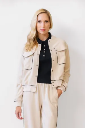 WHITEROOM   CACTUS Outlined Bomber Jacket in Beige