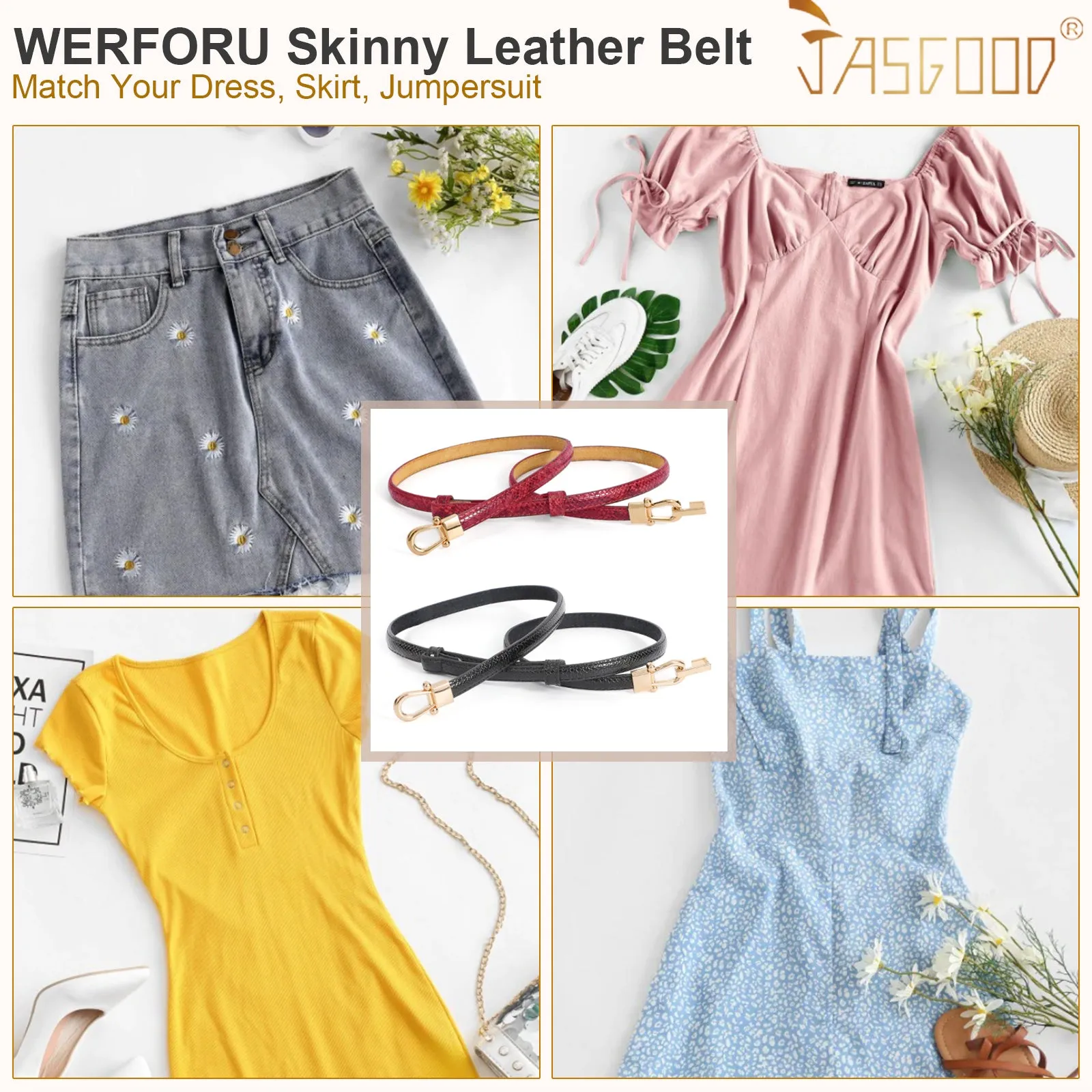 Women Skinny Leather Belt Adjustable Fashion Dress Belt Thin Waist Belts for Ladies Girls