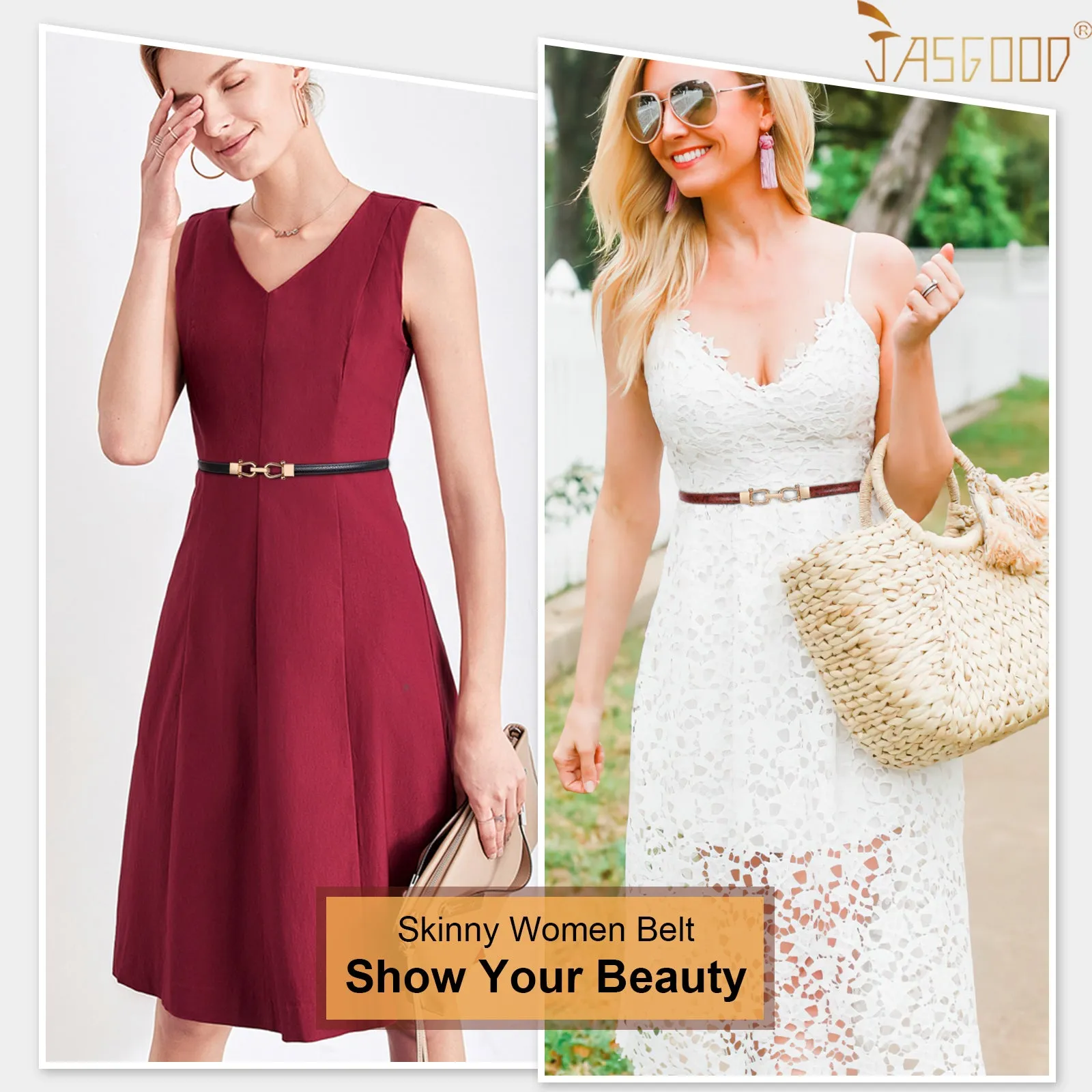 Women Skinny Leather Belt Adjustable Fashion Dress Belt Thin Waist Belts for Ladies Girls