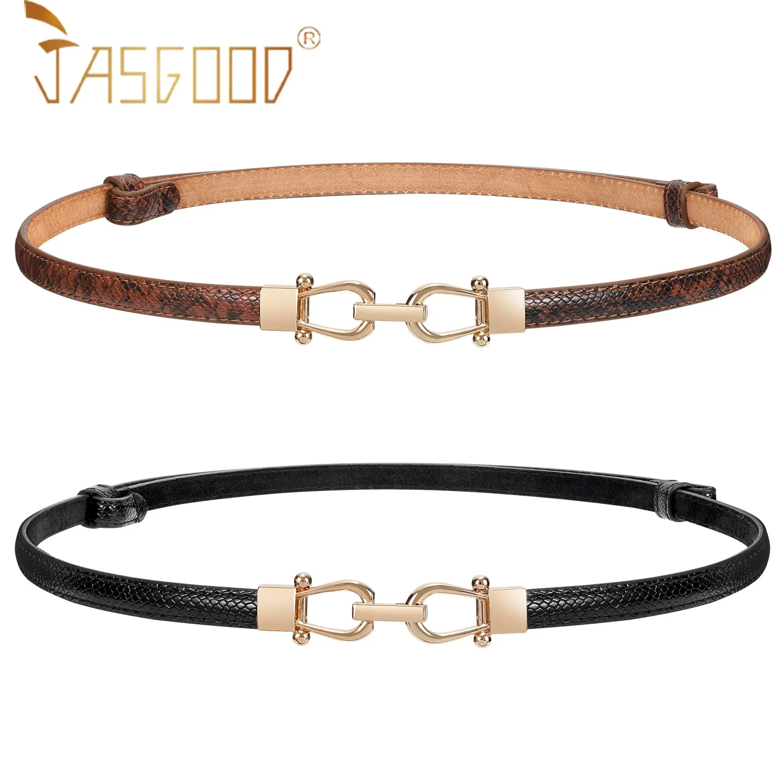 Women Skinny Leather Belt Adjustable Fashion Dress Belt Thin Waist Belts for Ladies Girls