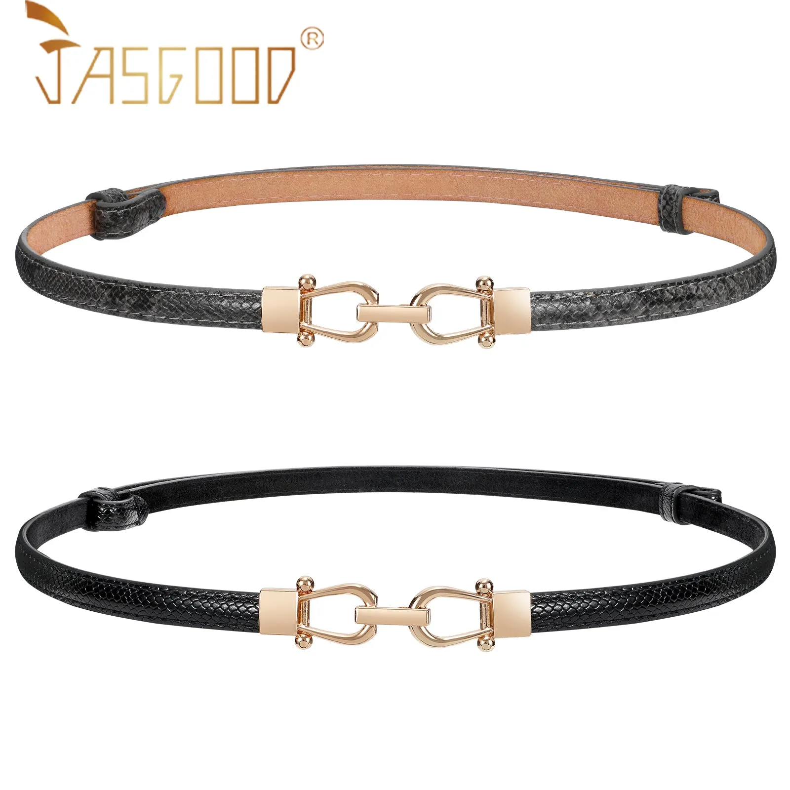 Women Skinny Leather Belt Adjustable Fashion Dress Belt Thin Waist Belts for Ladies Girls