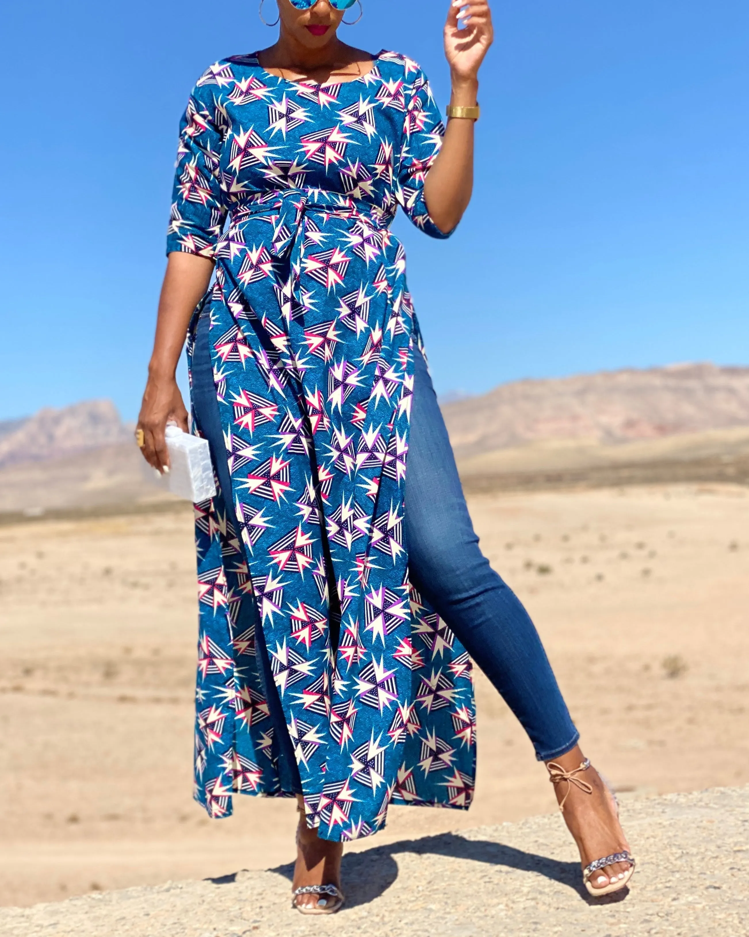Women's Casual Print Kaftan Maxi Dress