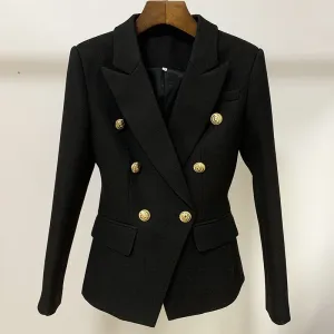 Women's Fitted Lion Buttons Fitted Jacket Formal Fashion Blazers